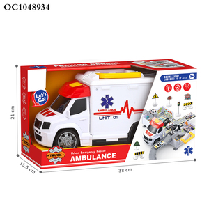 32 pièces Jouets de <span class=keywords><strong>garage</strong></span> et de stationnement pour voitures d'ambulance avec piste de course, lumières et sons pour enfants - Product Image 6