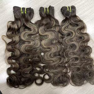 自然波浪高光双层拉丝发束 延长发束 免运费 100% 天然毛鳞片对齐接发 - Product Image 2