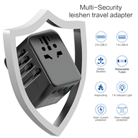 Adaptateur de voyage USB Leishen à charge super rapide, prise UK US AU EU, chargeur universel pour le monde entier, pour les voyages en toute partie du monde