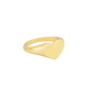 Perhiasan Sterling 925 Cincin Tanda Tangan Hati Cinta Minimalis Polos Perhiasan Emas Perak Modis