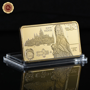 Moneda de oro cuadrada de 50 libras conmemorativa de la Reina Isabel II personalizada, lingotes chapados en oro - Product Image 6