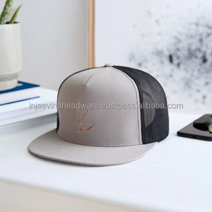 Gorra Trucker de Malla Gris de 6 Paneles, Ajustable, con Logotipo de Asta Bordado, Unisex, Casual, para Adultos, Primavera Verano - Product Image 2