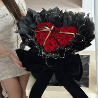 AYOYO Fleurs éternelles 33 grandes roses en forme de nœud Cadeau pour la Saint-Valentin Bouquet de déclaration d'amour Cadeau pour la fête des mères