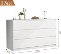 Cómoda de Madera con 9 Cajones para Dormitorio, con Organizador de Cajones para Armario, Sala de Estar, Pasillo y Entrada