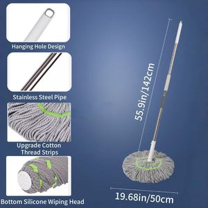 Magic Absorbent Dry and Wet Twist Round Mops Rotating Self-twisting Microfiber Mop Cleaning for Home Floor Clean - Product Image 3