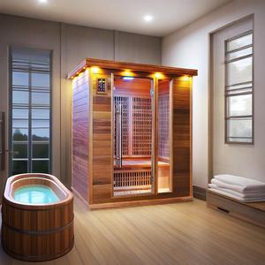 SS-300T Gần Hồng Ngoại LED Hồng Ngoại Tắm Hơi <span class=keywords><strong>3</strong></span> Người Tourmaline Đá Ánh Sáng Màu Đỏ Điều Trị Bảng Điều Chỉnh Hemlock Bằng Gỗ Di Động Phòng Tắm Hơi - Product Image 4