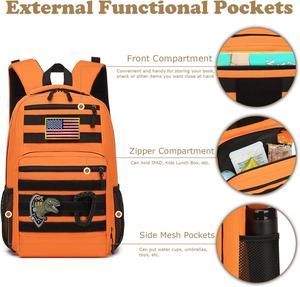 Mochila Escolar Ligera de 20L Estilo Táctico para Niños, de Mezclilla y Nailon, para Primaria y Jardín de Niños - Product Image 3