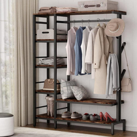 Porte-vêtements autoportant en métal, étagère de rangement ouverte, support de suspension multicouche pour vêtements, pour chambre, entrée, mobilier de maison