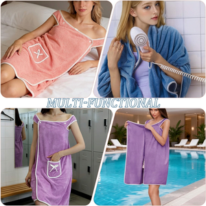Vestido de playa de tela de rizo azul para mujer con ribete de cuerda blanca y bolsillo, tipo pareo para adultos - Product Image 4