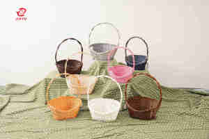 JY <strong>Wicker</strong> Willow Mini Decorative Flower Basket with Wood Handles for Kitchen or Bathroom Storage Gift Sets Versatile Home Decor - Product Image 3