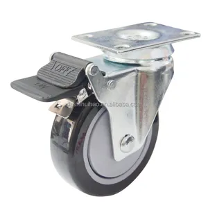 Factory sale light duty 5 inch black gray color TPU swivel with double lock brake Polyurethane casters