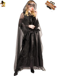 Costume de scène pour femmes adultes sexy, robe longue noire pour Halloween, costumes de films et de séries télévisées, pour performance, <span class=keywords><strong>mascarade</strong></span>, scène, fête, cape, anime - Product Image 4