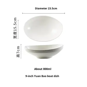 Plato <span class=keywords><strong>de</strong></span> Servir Ovalado Minimalista <span class=keywords><strong>de</strong></span> Cerámica, Diseño con Esmalte Blanco Mate para <span class=keywords><strong>Ensaladas</strong></span>, Platos Principales y Presentación en Restaurantes - Product Image 5