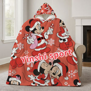 Poncho personalizado de dibujos animados para niños y adultos, toalla, capa de Navidad, manta, chal con sombrero para adultos, ropa de cama con capucha de franela y lana - Product Image 2