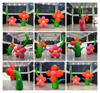 Fleurs gonflables personnalisées rouge rose 2M avec éclairage LED, imperméables, géantes, décoratives pour événements et parcs