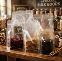 Sachets en plastique à fond plat transparents mats, thermoscellables et étanches à l'humidité, avec fermeture éclair, pour aliments et épices, 250g, 500g, 1kg