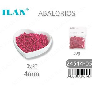 Perles Ilan Abalorios 4mm Rouge Rose 50g pour la fabrication de bijoux artisanaux - Product Image 1