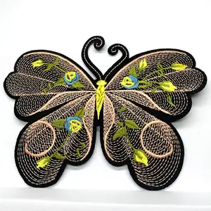 Parches de mariposa personalizados, bordado 3D pequeño y grande, venta al por mayor