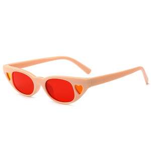 Lunettes de soleil unisexes Benola Kr8912 en promotion, de marque, avec décoration cœur, petites montures œil-de-chat, verres de couleur unie, pour femmes, tendance - Product Image 3