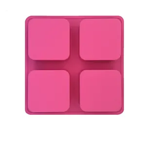 Toptan 4 kavite dikdörtgen kare silikon sabun DIY kafa yapımı dört kare el yapımı sabun kalıp 6.6*6.6*3cm silikon sabun kalıbı - Product Image 1
