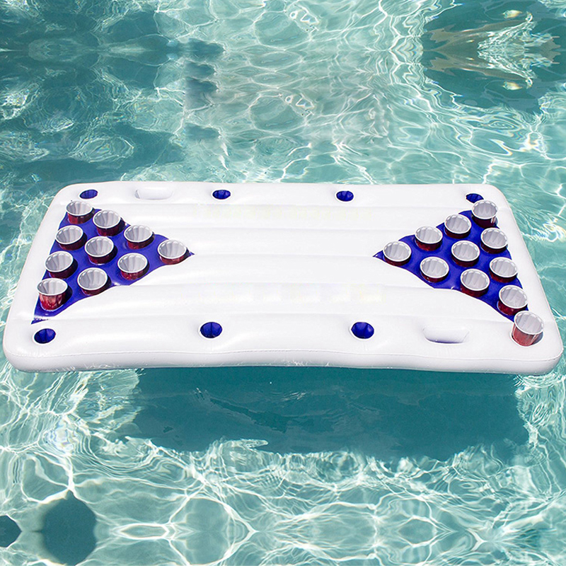 Table gonflable en PVC 150 x 58 x 10 cm | Jeu de fête flottant | Beer Gonflable Pong Table Lounge Raft Piscine Party Game for Adultes Piscine Beach Lake Gathering