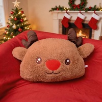 Cojín de Peluche Navideño, Decoración para el Hogar y Sofá, Suave Cojín Relleno de Papá Noel y Reno para las Fiestas de Invierno, Regalo de Navidad