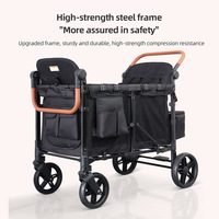 Stroller Bayi Kembar Berkualitas Tinggi untuk Camper Van, Rangka Baja, Lipat, Dorong-Tarik, Duduk, untuk Berkemah di Luar Ruangan