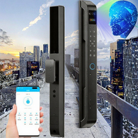 Serrure de porte intelligente de sécurité, design fin en aluminium, carte-clé, mot de passe, application Tuya/WiFi, écran cloud pour portes en acier, laiton, bois, Grade A