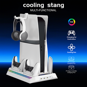 Base de Carga con Ventilador de Refrigeración <span class=keywords><strong>para</strong></span> Consola de Juegos <span class=keywords><strong>PLAY</strong></span> X, Soporte Vertical <span class=keywords><strong>para</strong></span> PS5 con <span class=keywords><strong>3</strong></span> Puertos USB HUB, Accesorios <span class=keywords><strong>para</strong></span> Juegos - Product Image 4