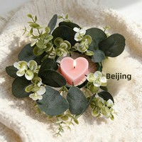 Künstlicher Eukalyptus-Kerzenring-Kranz, Künstlicher Grüner Kranz für Heim-Hochzeitstisch-Dekoration Weihnachten Vatertag