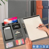 Carpeta de Negocios Magnética Multifuncional de Material PU A4 con Correa, Clip para Gerentes, Carpeta para Documentos de Reuniones, Ventas y Contratos