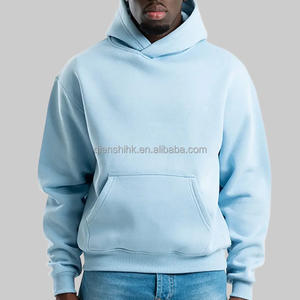 เสื้อฮู้ดดี้ผ้าเฟรนช์เทอร์รี่สีดำมีฮู้ดโอเวอร์ไซส์สำหรับผู้ชายผ้าคอตตอนอุปกรณ์จำเป็น100% ไหล่ตกเสื้อฮู้ดโอเวอร์ไซส์ใช้ได้ทั้งชายและหญิง - Product Image 3