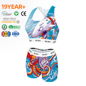 Ropa interior deportiva vibrante sin costuras con estampado de animales (tiburón, pulpo, leopardo) y temática de monstruos, de cintura alta, con alto soporte, para entrenamiento y fitness - Product Image 1