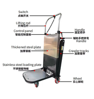 Chariot d'escalade électrique en acier de 400 kg, autoportant, type chenille, quatre roues, pliable, pour outils