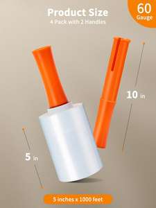 Extra thick 80 gauge stretch <b>wrap</b> with strong self-adhesion and tear resistance. Comes with convenient handle for easy use - Product Image 2