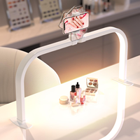 Grande lampe de bureau pour ongles en forme de demi-lune avec support pour téléphone, lampe à ongles en arc de 28 pouces pour manucure professionnelle et travaux de précision