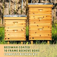 10-Rahmen Langstroth Bienenstock-Set, wachsbeschichtetes Holzbienenstock-Kit, 1 tiefe und 1 mittlere Box mit Rahmen und Wabenplatten, Imkerei-Set
