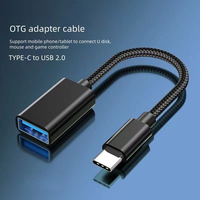 Kabel OTG nilon USB 3,2 10Gbps, kabel pengisian daya kecepatan tinggi USB-C ke USB Otg 3A untuk ponsel komputer keluaran baru tipe AC