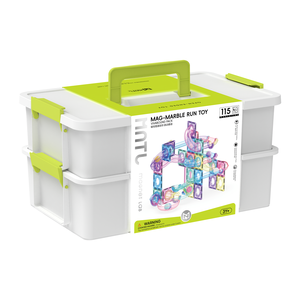مجموعة مسار الرخام المغناطيسي بالجملة من Mntl، 115 قطعة بألوان الجيلي، مجموعة بناء مسار سباق الرخام، ألعاب متاهة بقطع مغناطيسية - Product Image 3