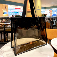 Tas Belanja PVC Transparan Hitam Laris Manis, Tas Tote PVC Tahan Lama, Dapat Digunakan Kembali, Cocok untuk Liburan Akhir Pekan dan Aktivitas Luar Ruangan