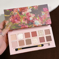 Palette de fards à paupières 12 teintes Begonia Oil Painting, rose brun mat, scintillant, paillettes fines, faible saturation, palette de maquillage terreux rose