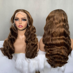 Proveedores de Pelucas de Cabello Humano Natural, Peluca de Cabello Vietnamita Super Double Drawn, Pelucas de Cabello Humano con Ondas Oceánicas de 24 Pulgadas, Color Piano 13*4 - Product Image 1