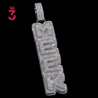 Pendentif Hip Hop personnalisé avec nom ou lettre, en argent 925, entièrement serti de moissanite VVS, testé au diamant et certifié GRA, style rappeur