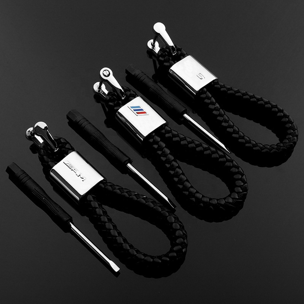 Кожаный + металлический автомобильный брелок для ключей, брелок для ключей, подходит для BMW Benz Renault Nissan Audi Cadillac Ford Mazda Volvo