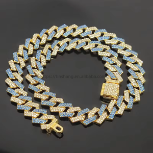 สร้อยคอและกำไลข้อมือแบบคิวบันฮิปฮอปขนาด 14 มม. สำหรับผู้ชาย ประดับเพชรเทียม 2 แถว สไตล์หรูหรา มีสินค้าพร้อมส่ง - Product Image 5