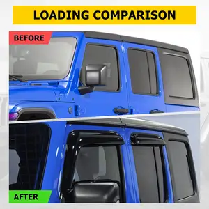 4Pcs In-Channel Sun Visor Side Window Deflectors For 4 Door Jeep Wrangler JL 2018+