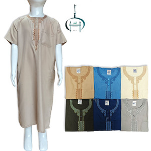 3X tela Hombres estilo marroquí niños Thobe islámico Thobe para niños azul musulmán Thobe para bebé niño - Product Image 1