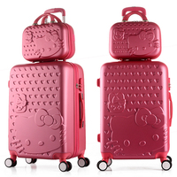 Valise rose ABS pour enfants 20/24/28 pouces, valise de voyage, ensemble de bagages de voyage pour filles mignonnes
