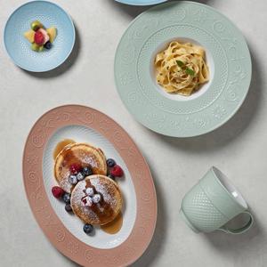 Assiette à soupe en céramique de style européen PITO, motif floral classique, assiette plate et assiette à soupe en porcelaine, assiette à soupe pour dîner, fête, mariage - Product Image 3