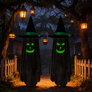 2026 Halloween New Ghost Luminous <b>Wizard</b> <b>Hat</b> Decoration Hanging Decoration Outdoor Scene Decoration Wholesale - Product Image 1